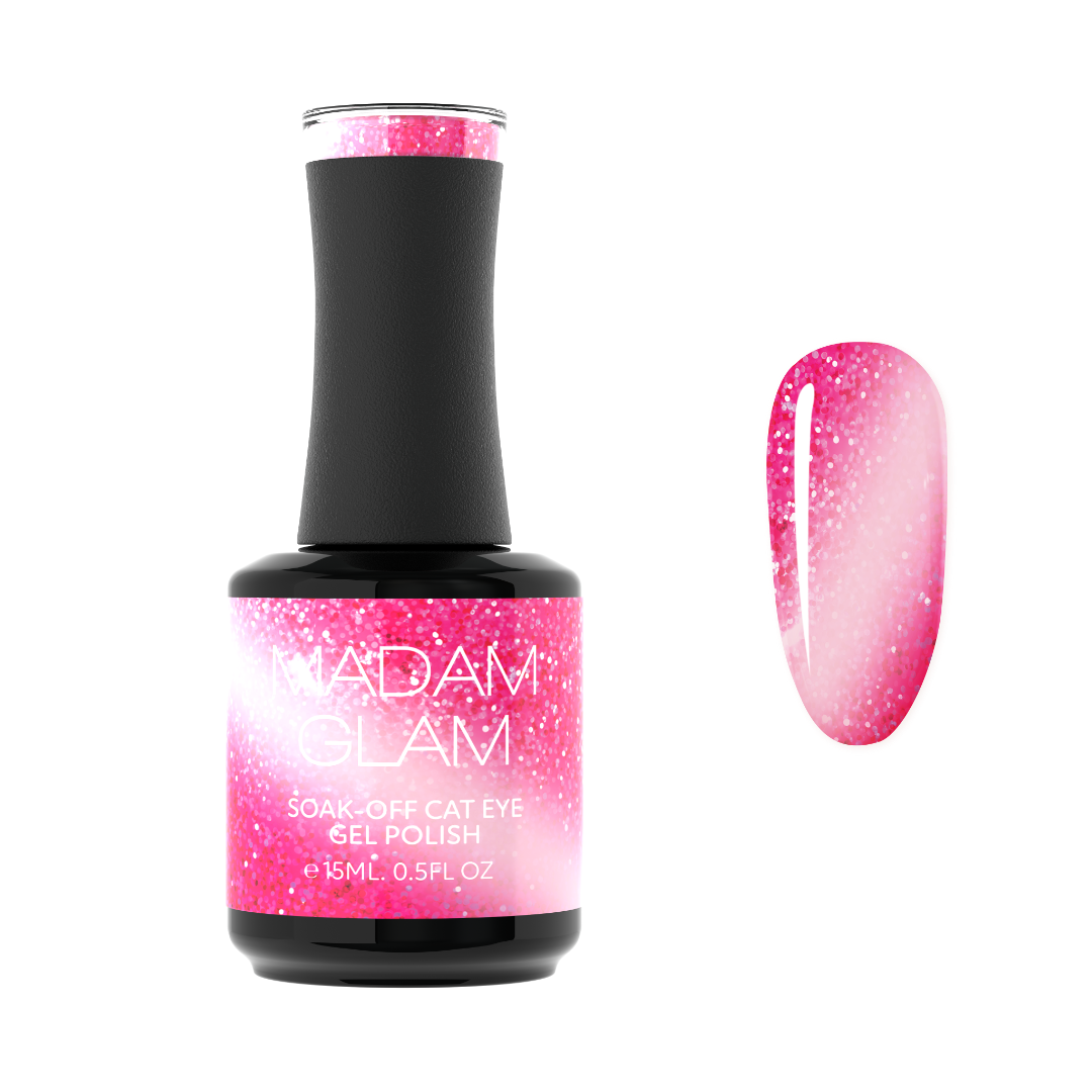 Sparkly Hearts nail art design by Madam Glam featuring glittery heart shapes on a clear background.