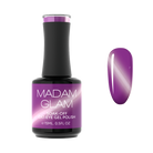 Madam Glam Sweet Peony nail polish bottle with a pink cap and label, showcasing the vibrant pink color of the nail product.