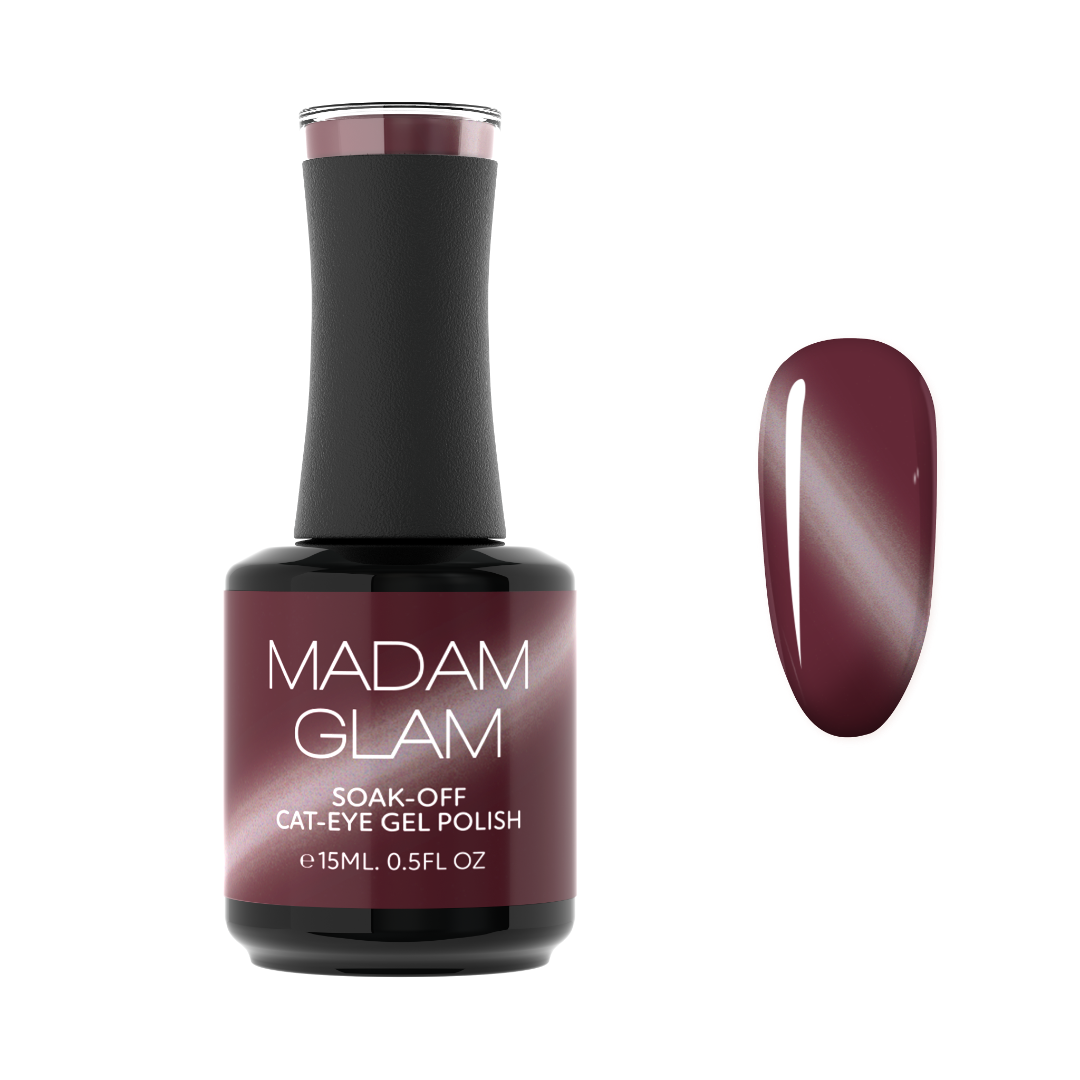 Madam Glam Wine & Berries nail polish set with deep red and berry shades in sleek bottles.