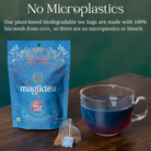 Magiktea Palo Azul tea bags, 15 plant-based USDA Organic tea bags with dried Palo Azul plant in a box.