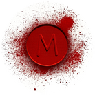 Makeup A Murder, INC blood-red eyeshadow lineup with various shades displayed in a sleek palette.