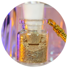 Makeup A Murder, INC Poison Highlights glitter in a compact container with shimmering, vibrant purple and green shades.