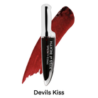 Makeup A Murder, INC KISS of DEATH Bloody Lip Stains lip gloss with deep red, bloody effect on lips, in a sleek tube.