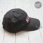 Charcoal distressed canvas cap labeled Mama by The Graphic Tee, featuring a classic brim and casual style.