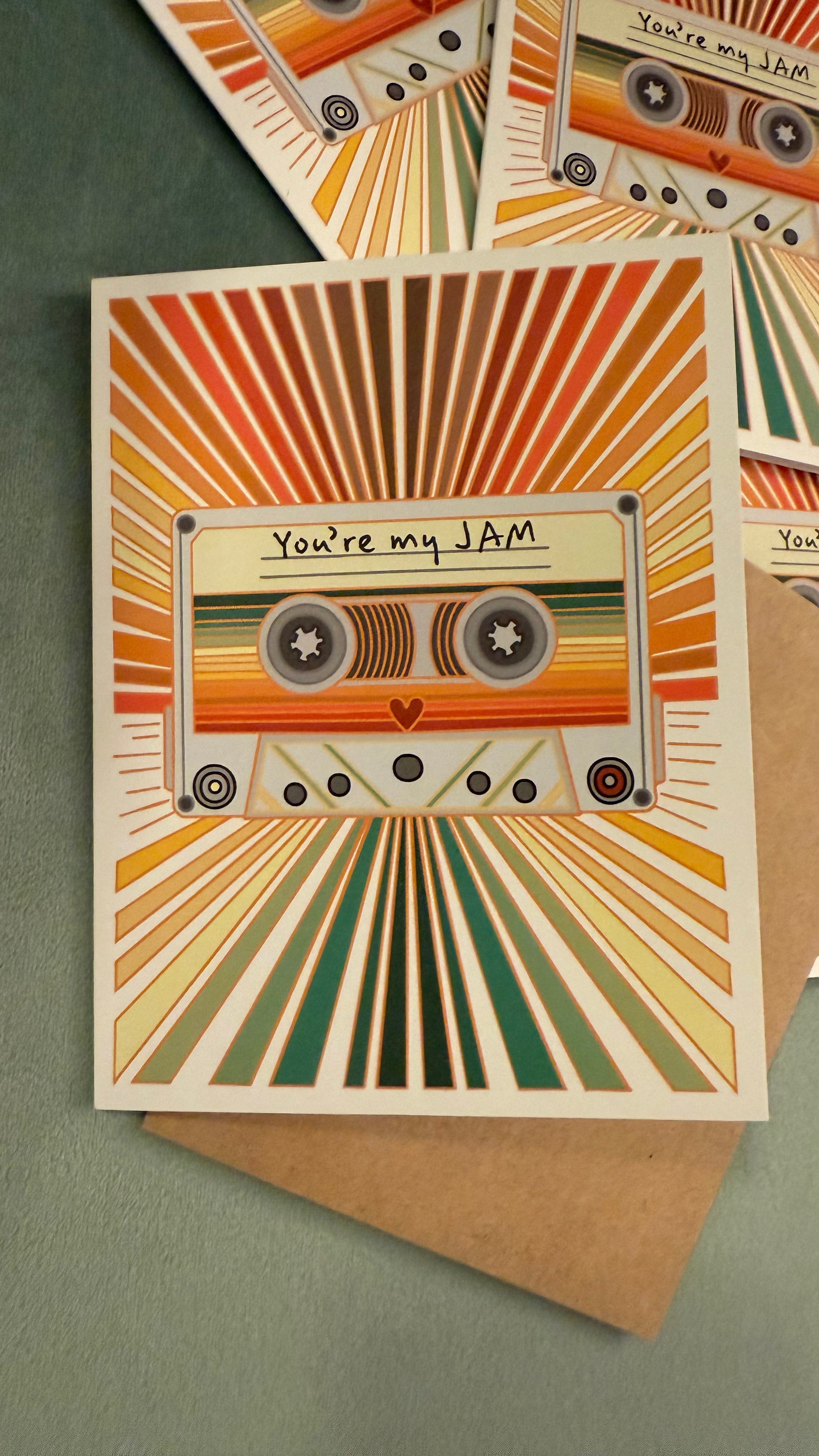You’re My Jam greeting card by Mindfulnice featuring a sweet message and colorful design on high-quality cardstock.