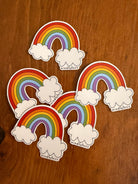 Colorful rainbow sticker from Mindfulnice featuring vibrant, bold hues on a clear adhesive backing.