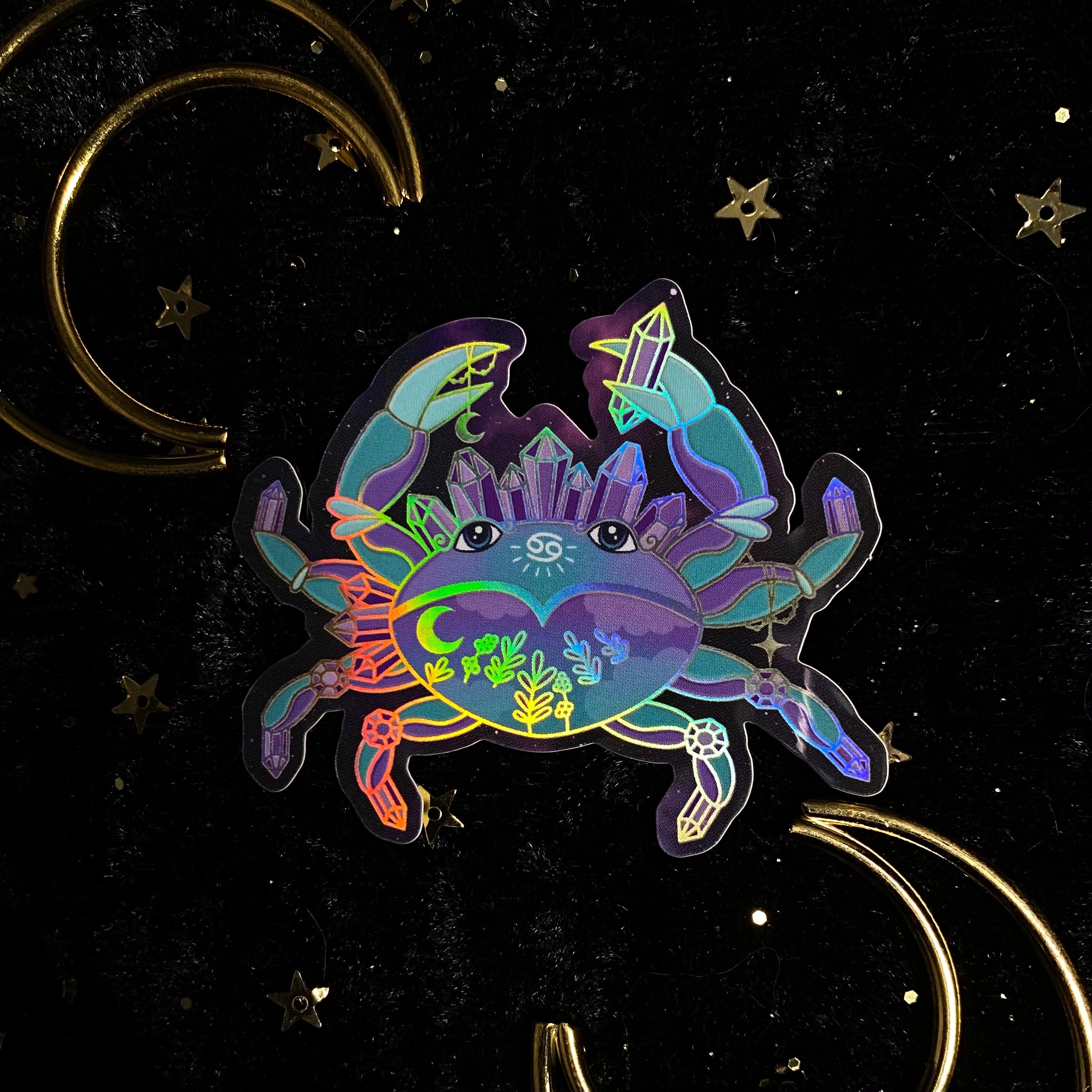 Amethystrology zodiac sticker featuring a purple amethyst design and zodiac symbols, perfect for decorating notebooks or laptops.