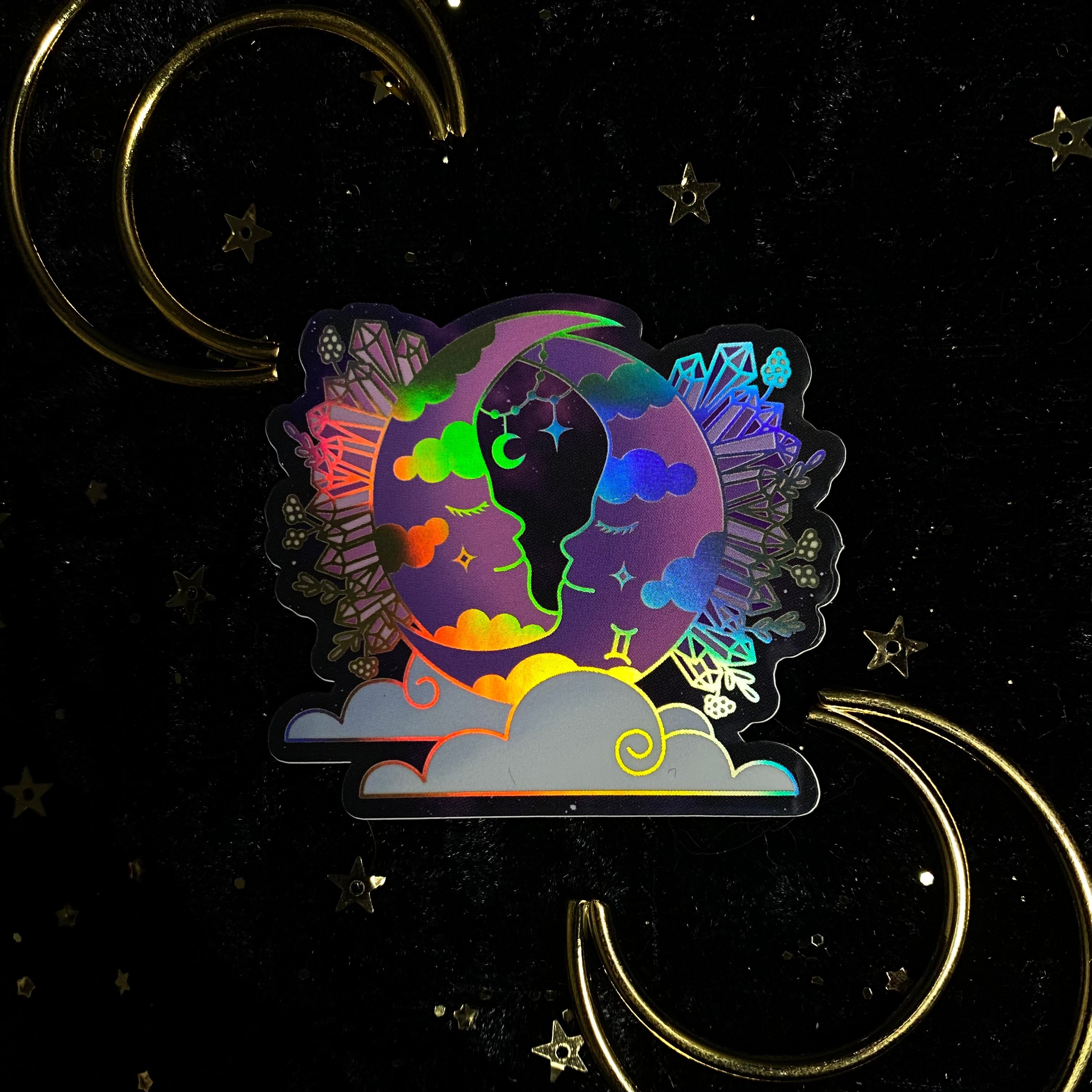 Amethystrology zodiac sticker featuring a detailed illustration of the zodiac sign with purple amethyst accents, designed by Moonstruck Crystals.