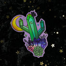 Holographic crystal cactus sticker featuring a shimmering, iridescent cactus design by Moonstruck Crystals for decoration or crafting.
