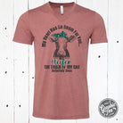 Short sleeve V-neck graphic tee by The Graphic Tee with the phrase "My Heart Has No Room For You" printed on the front.