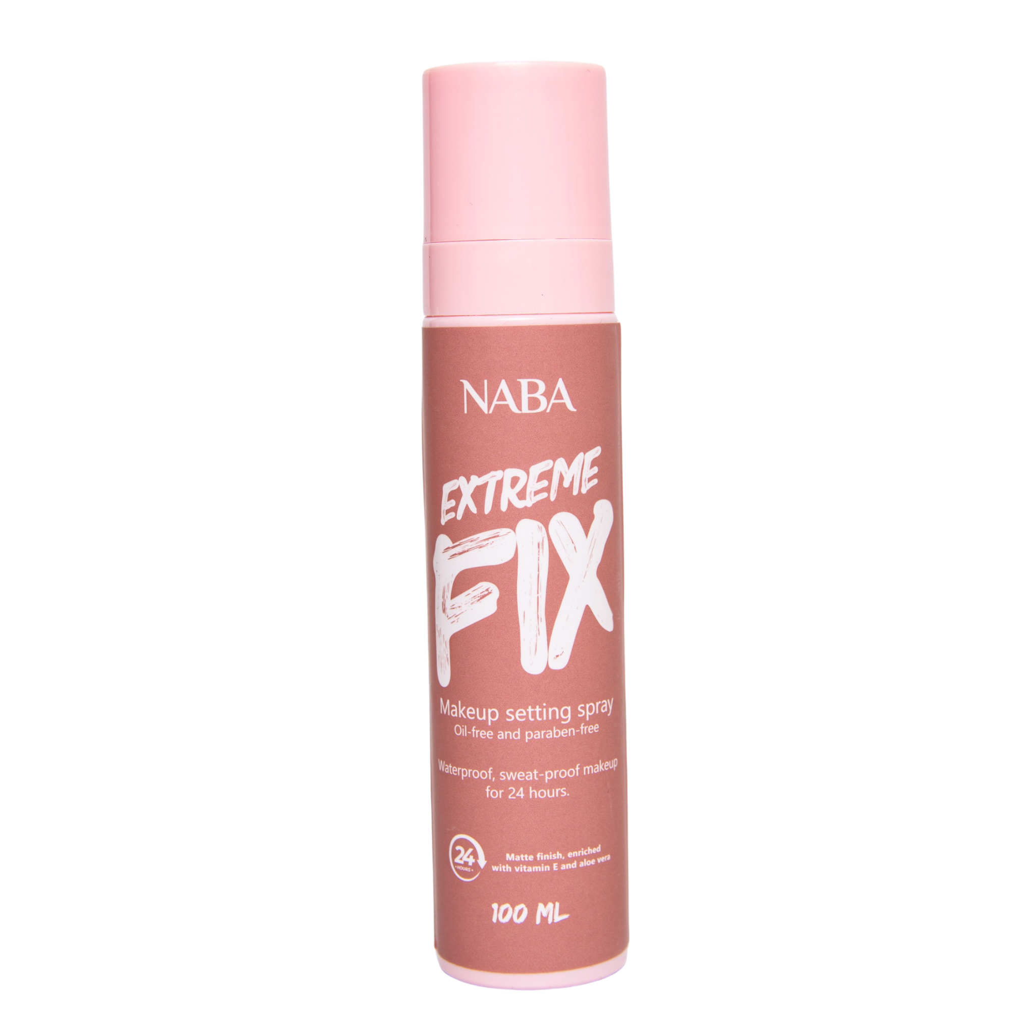 NABA Cosmetics USA 60ml makeup setting spray bottle with clear liquid to set and prolong makeup hold