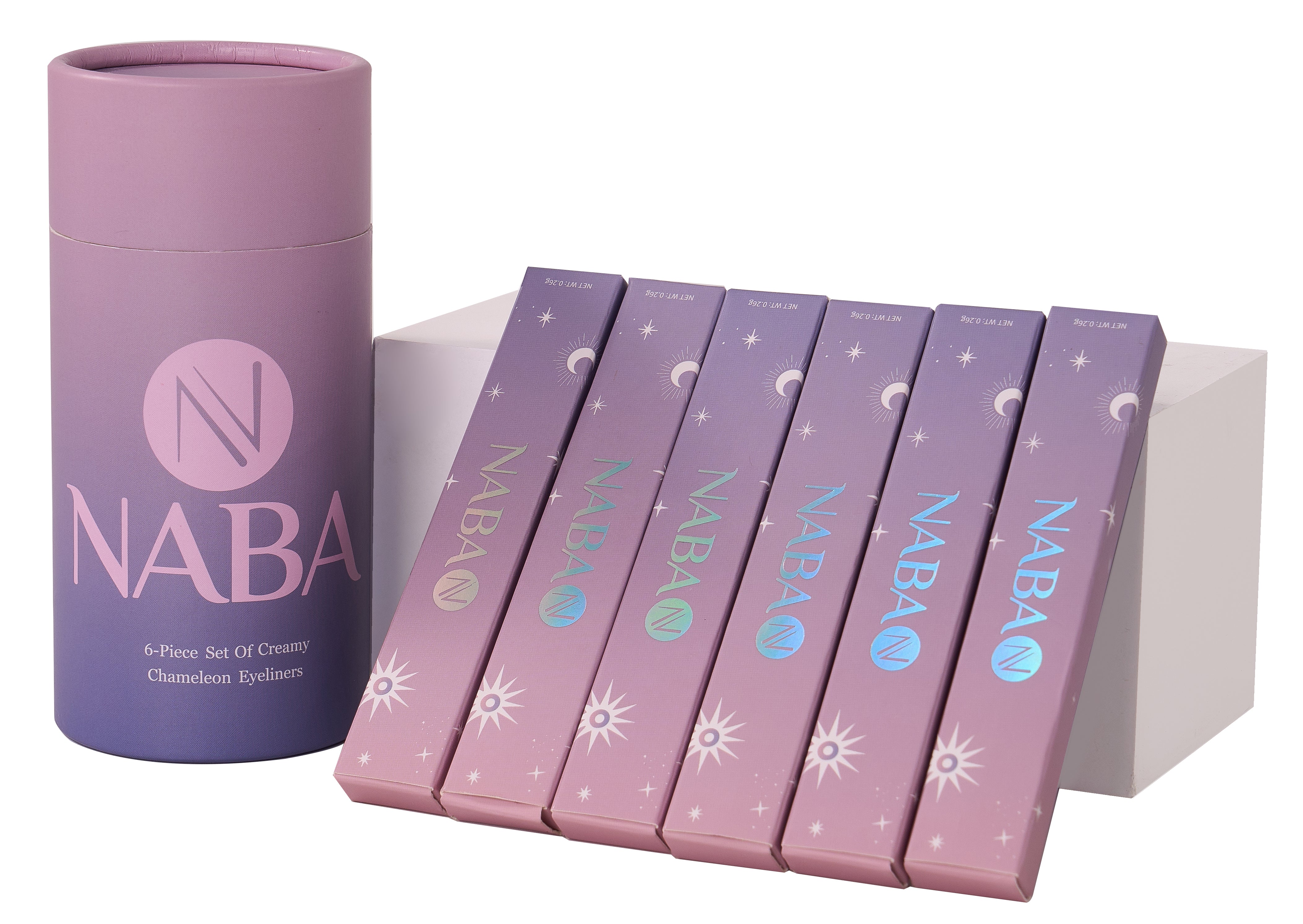 NABA Cosmetics USA eyeliner kit with multiple shades and brushes, ideal for creating precise eye makeup looks.
