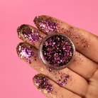 Shimmery Flake Aurora by NABA Cosmetics USA features iridescent, multicolored flakes for vibrant nail or makeup looks.
