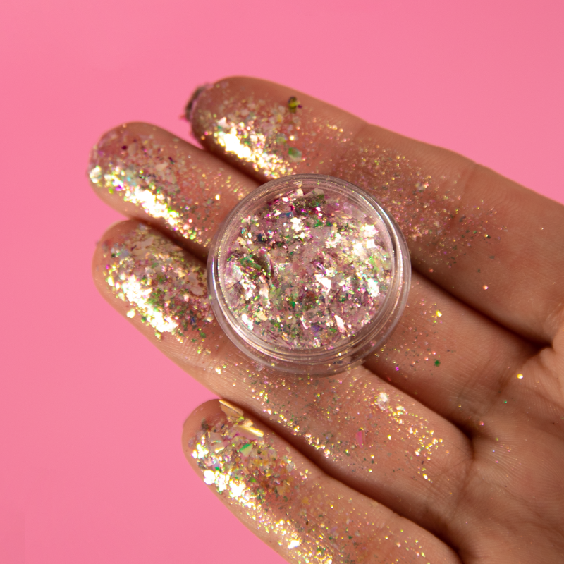 NABA Cosmetics USA Flake Jupiter with iridescent, shimmering flakes for makeup and nail art applications.