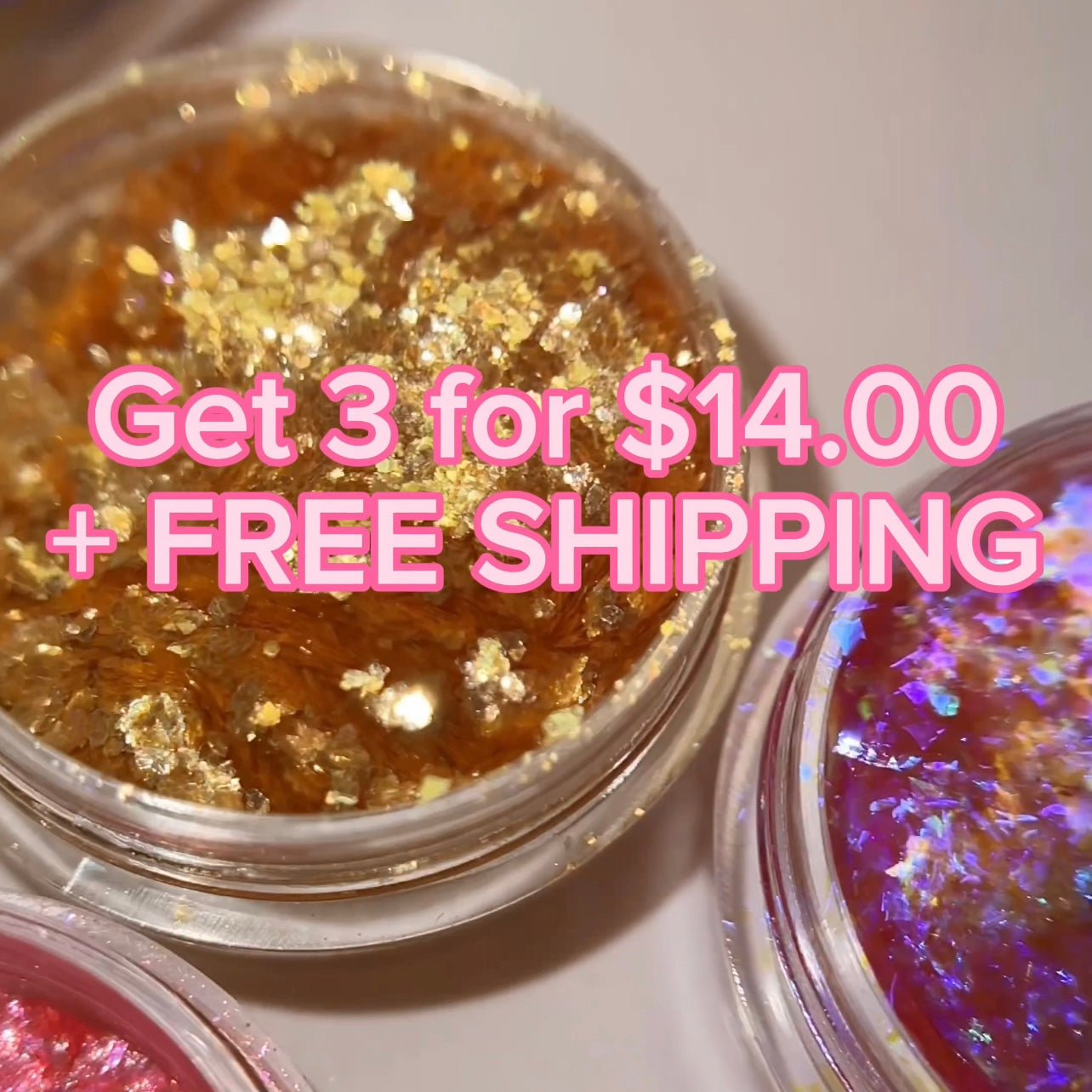 NABA Cosmetics USA Flake Sale with colorful cosmetic flakes displayed on a clean surface.
