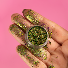 Shimmering Flake Saturno from NABA Cosmetics USA with iridescent, pearl-like finish on a neutral background.