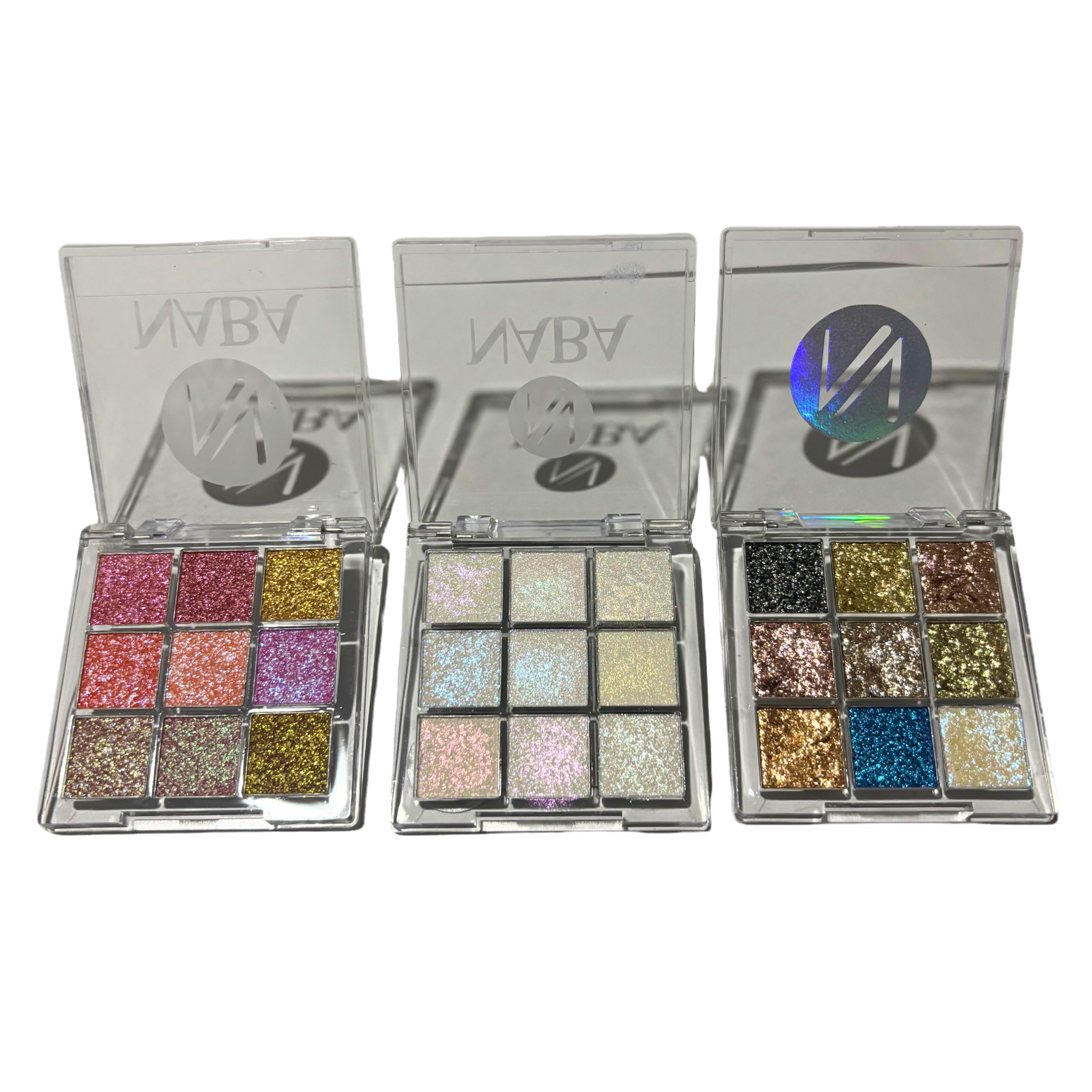 NABA Cosmetics USA Kit Pigments Palettes (COI) with vibrant eyeshadow shades in sleek packaging, best sellers collection.
