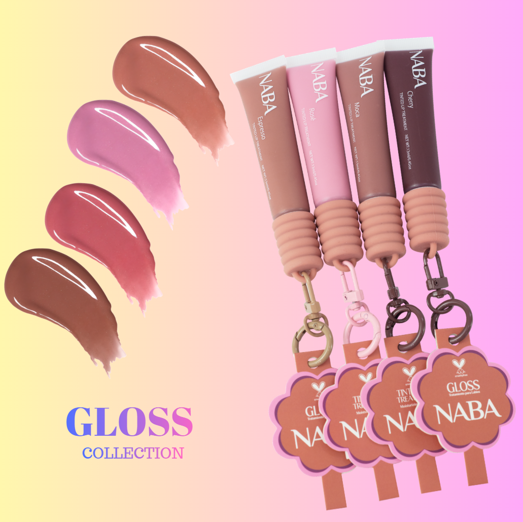 NABA Cosmetics USA Cherry Lipgloss applied on lips, glossy finish, bright red color, close-up shot.