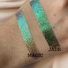 Vibrant Magic Pigment from NABA Cosmetics USA showcasing a shimmering, colorful cosmetic pigment in a small jar.