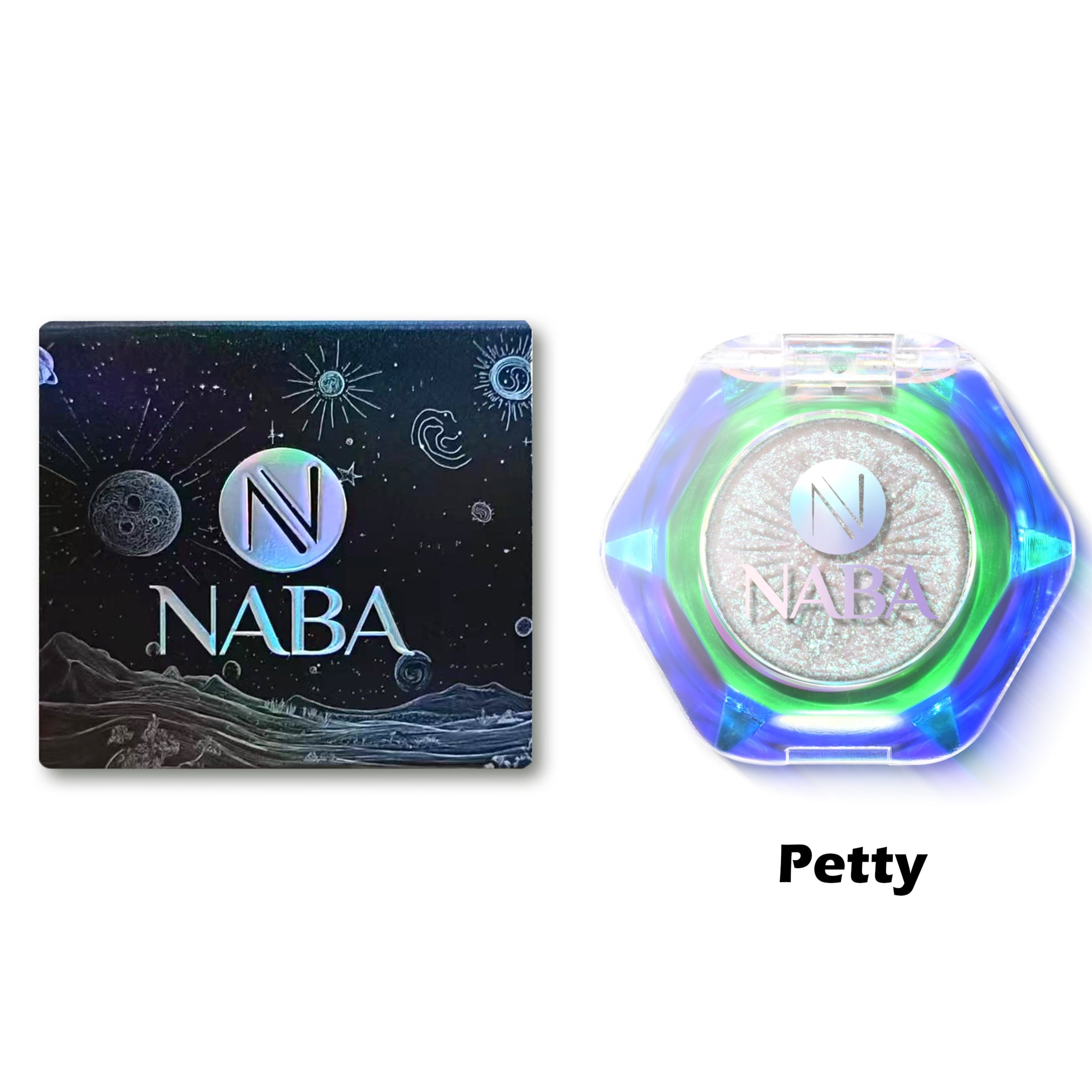 Multichrome creamy pigment in Petty shade by NABA Cosmetics USA, featuring a vibrant, shimmering color in a smooth cream formula.