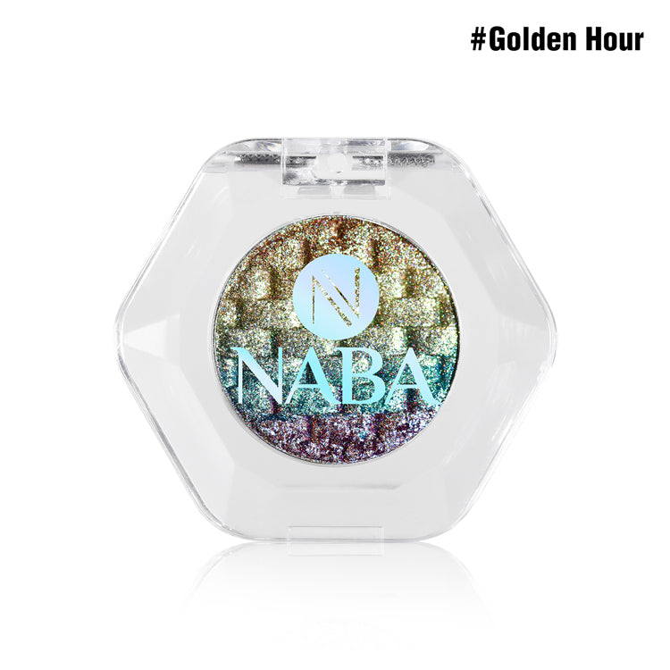 Rainbow Creamy Pigment in Golden Hour by NABA Cosmetics USA, vibrant multi-color eyeshadow swatch in a creamy texture.