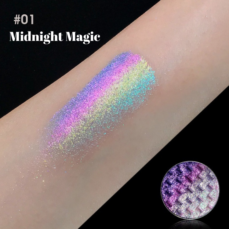 NABA Cosmetics USA Rainbow Creamy Pigment Midnight Magic in a vibrant, colorful eyeshadow palette swatch