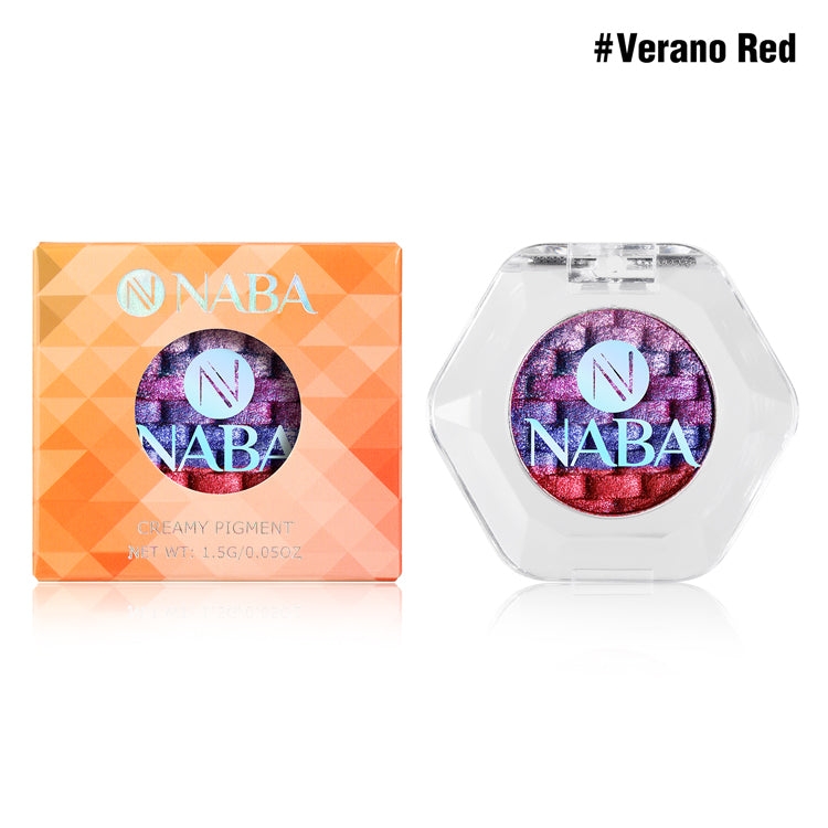 Rainbow Creamy Pigment Verano Ved by NABA Cosmetics USA, vibrant multicolor cream pigment in a compact jar.