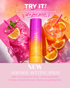 Display of 12 NABA Cosmetics USA setting spray bottles on a black background for Black Friday promotion.