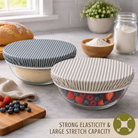Reusable beeswax bowl covers for bread proofing, XL size, by Nectar & Nest, showing natural beeswax-coated fabric covers on bowls.