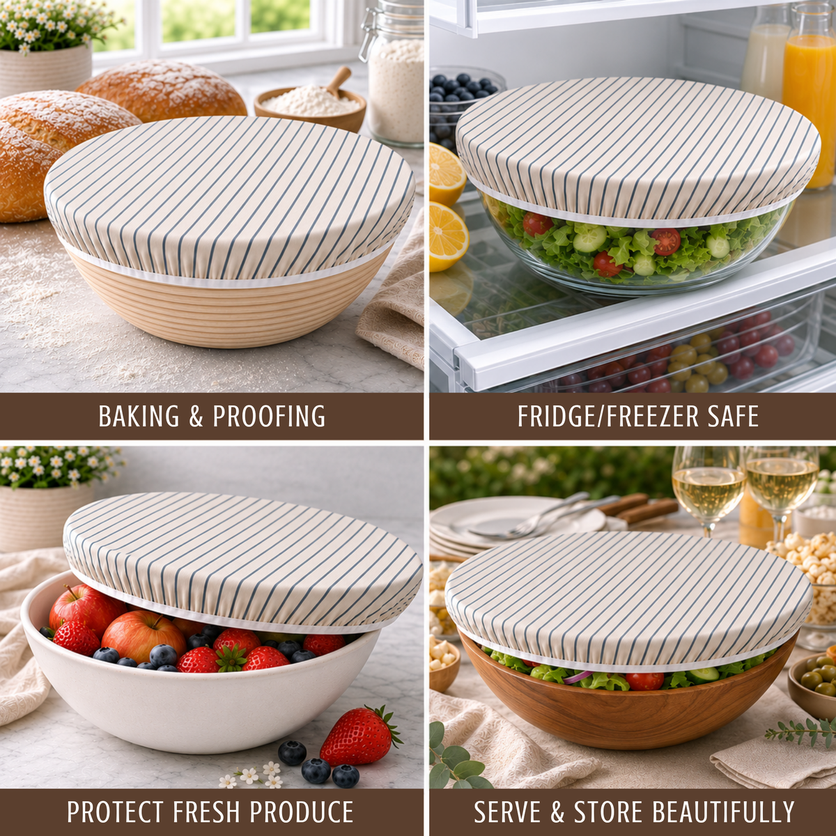 Reusable beeswax bowl covers for bread proofing by Nectar & Nest, XL 12-inch size, natural beeswax material, flexible and eco-friendly