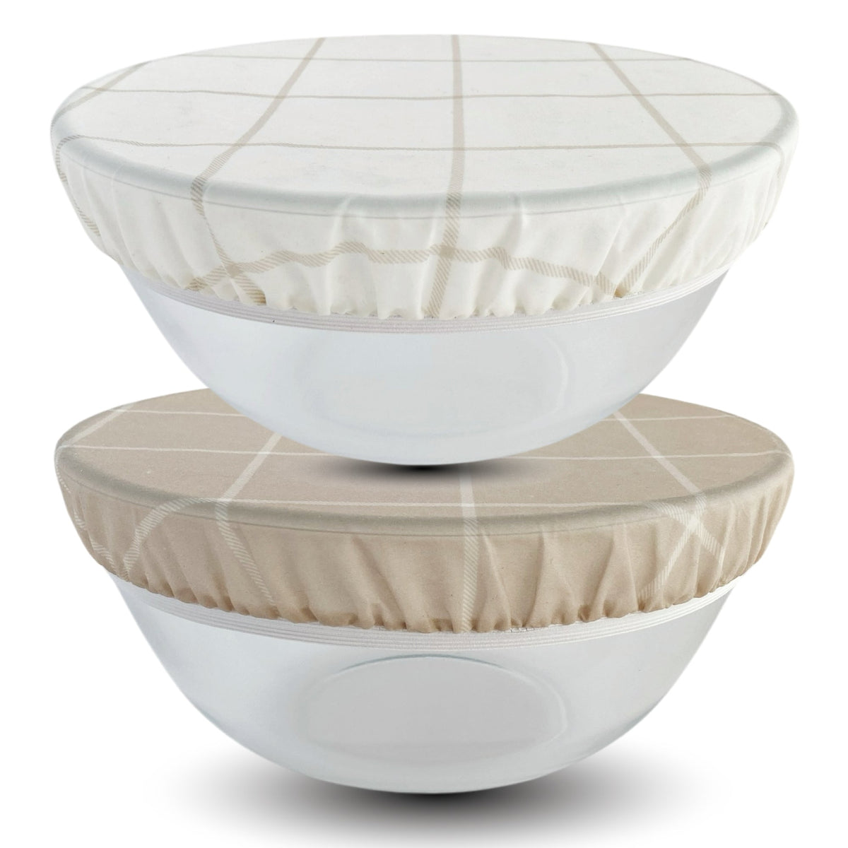 Reusable beeswax bowl covers by Nectar & Nest, 10-inch size, designed for bread proofing and food storage, with natural beeswax texture.