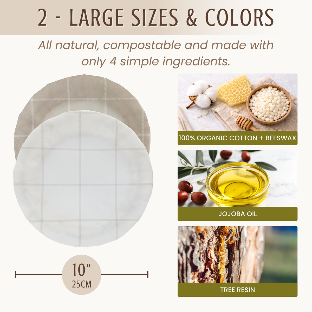Reusable beeswax bowl covers for bread proofing by Nectar & Nest, 10-inch size, natural beeswax material, flexible and eco-friendly.