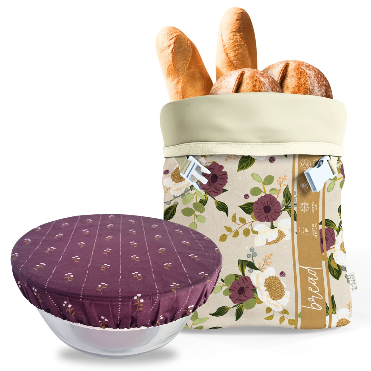 Limited-edition Nectar & Nest Artist Series Bread Baker Set with decorative toile pattern, includes bread pans and accessories.