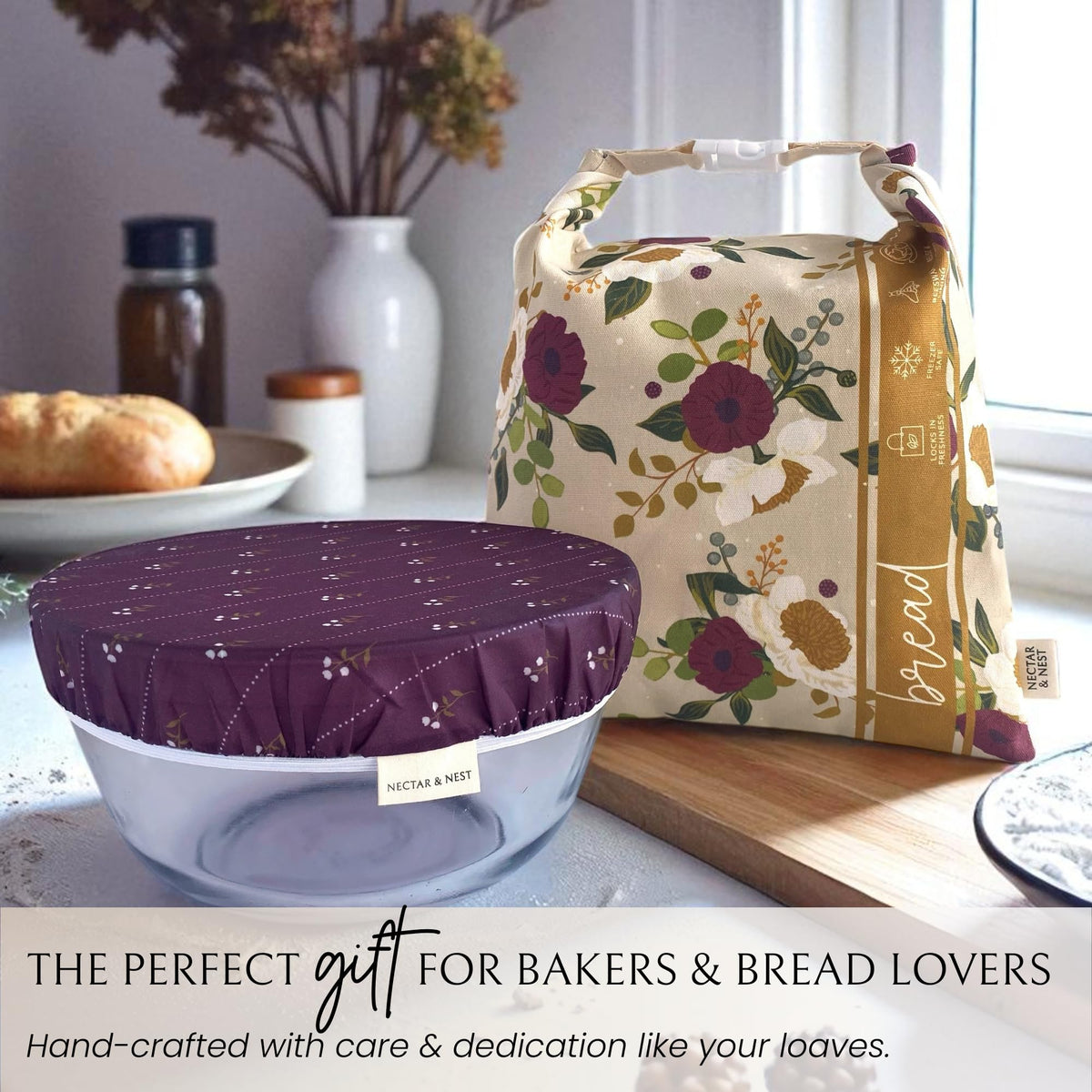 Limited-edition Nectar & Nest Artist Series Bread Baker Set featuring a stylish bread proofing basket and matching tools.