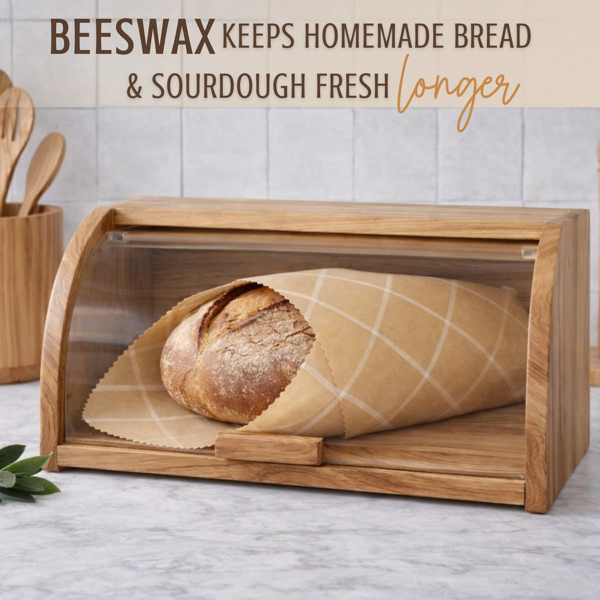 XL beeswax bread wraps by Nectar & Nest with honeycomb twill pattern, eco-friendly reusable food wraps for bread and baked goods.