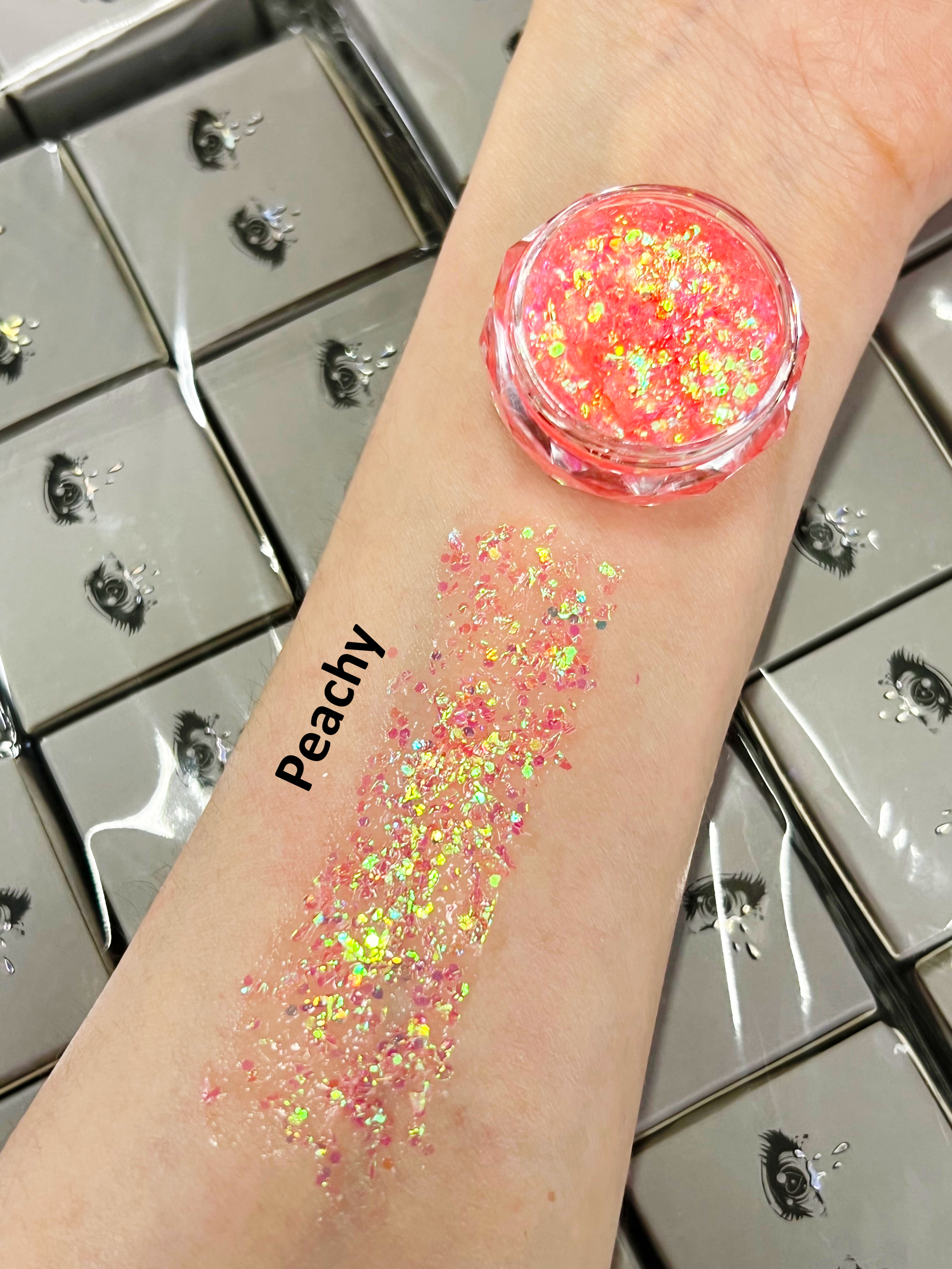 Nekoyanin Gel Glitter Tears in a small jar, showcasing shimmering, colorful gel with glittery, tear-like texture for nail or craft use.