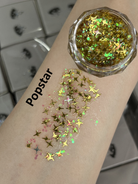 Nekoyanin Gel Glitter Tears in a jar with shimmering gold and silver glitter for artistic and decorative nail designs.