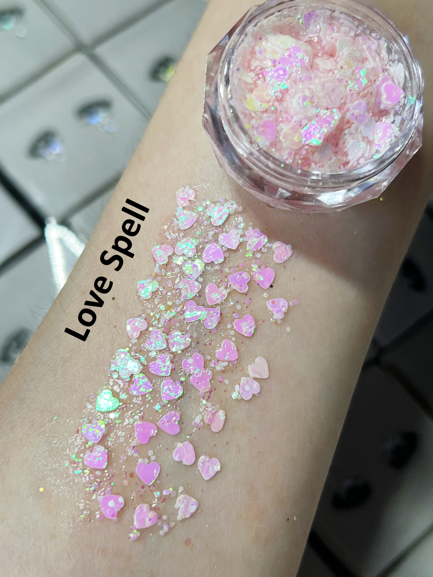 Nekoyanin 24K Gel Glitter Tears in a jar with shimmering gold glitter for cosmetic and nail art decoration.