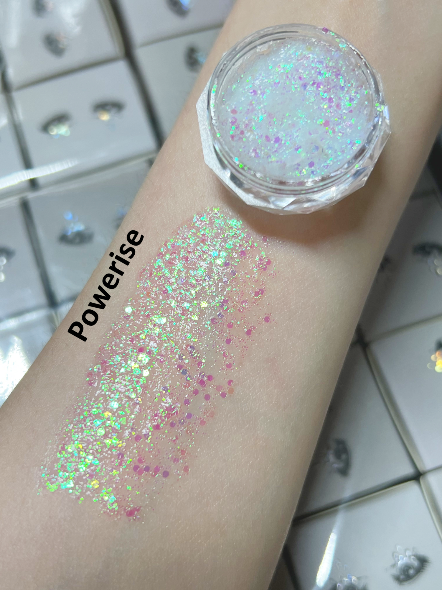 Nekoyanin Gel Glitter Tears in a sleek container, featuring shimmering, colorful gel with glitter for nail or craft decoration.