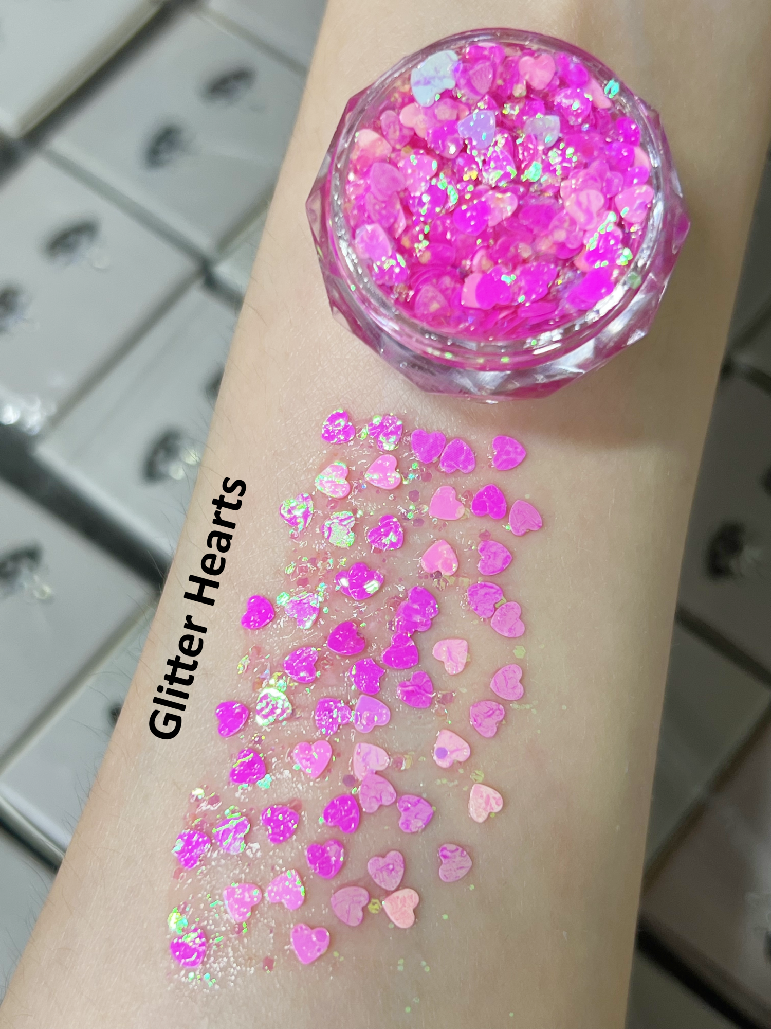 Nekoyanin Gel Glitter Tears in a clear jar, featuring shimmering, colorful glitter designed for makeup and decorative use.