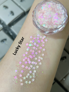 Nekoyanin Gel Glitter Tears in a jar with shiny, iridescent glitter tears for nail art and creative makeup looks.