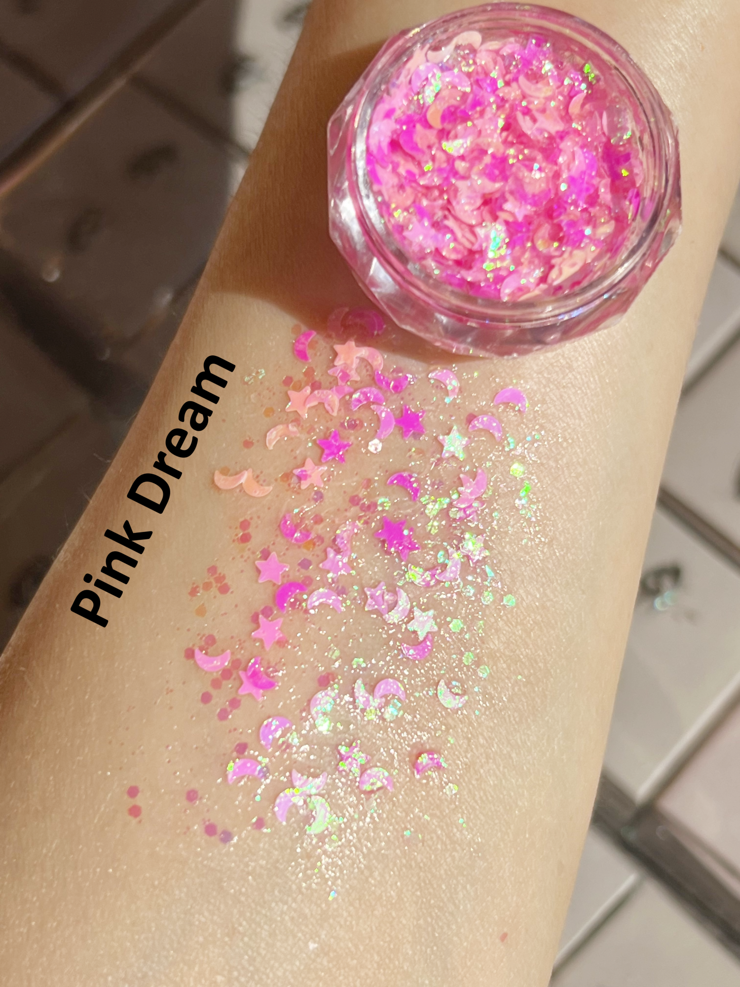Nekoyanin Gel Glitter Tears in a jar with shimmering gold glitter, ideal for makeup or craft projects.