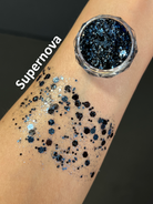 Nekoyanin Gel Glitter Tears in a clear jar with shimmering silver glitter, perfect for nail art and decorative crafts.