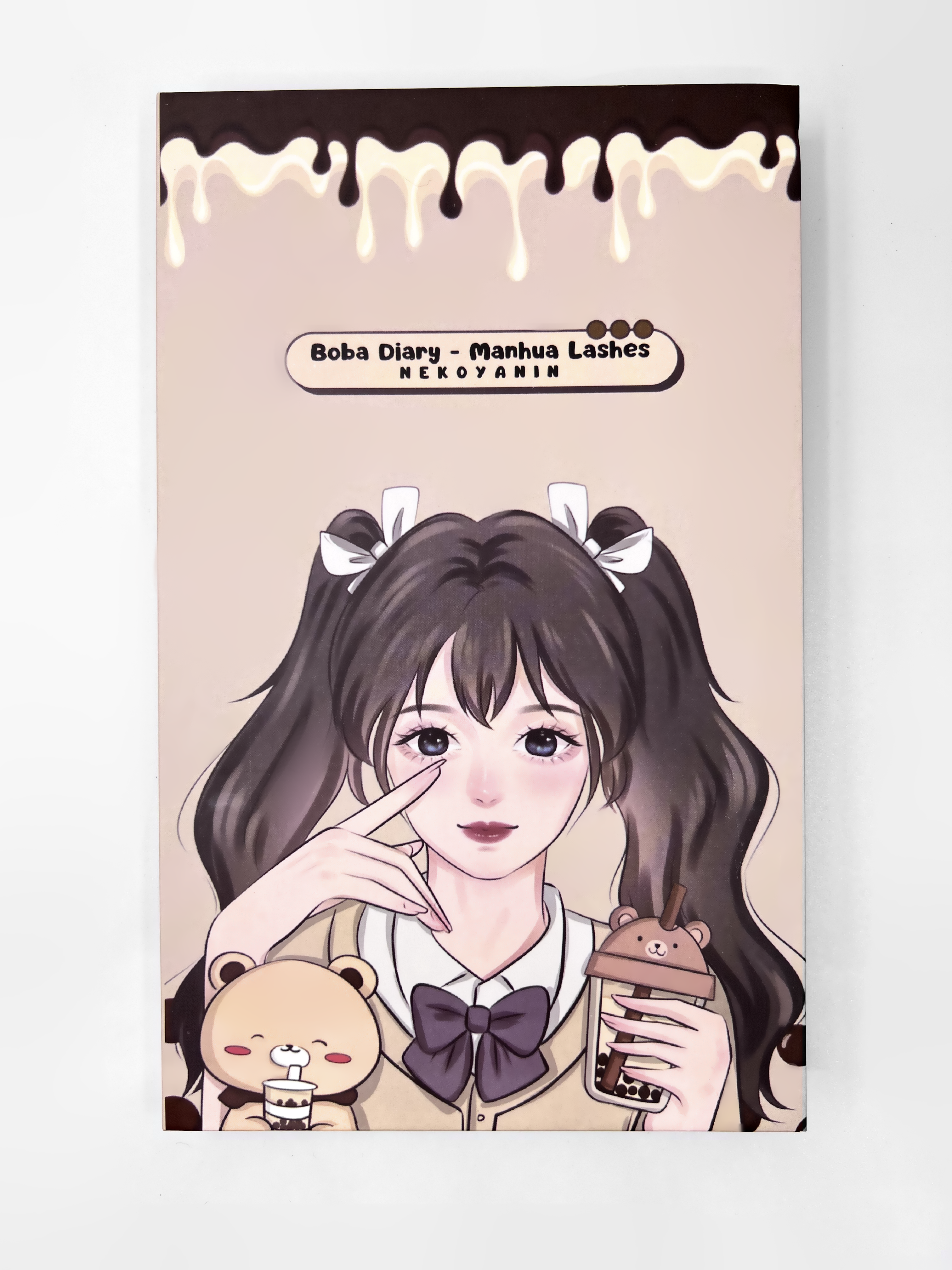 Nekoyanin Boba Diary Manhua Manga Lash Clusters Book featuring colorful manga-style illustrations and lash cluster designs.