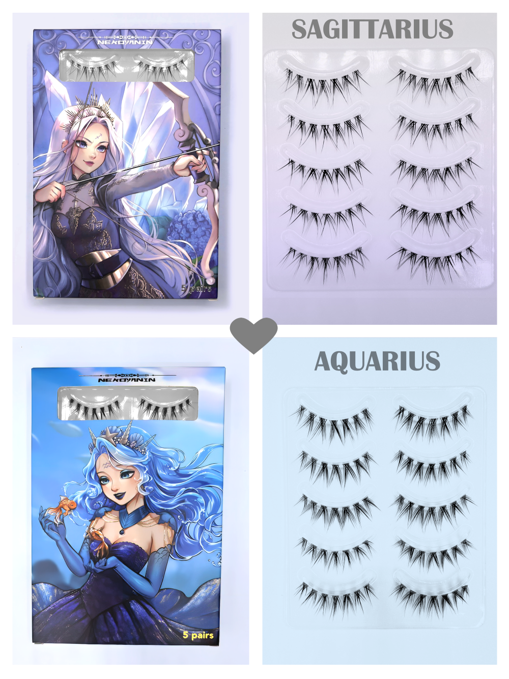 Nekoyanin Zodiac Manga Lashes featuring Cancer design with intricate, manga-inspired eye lash details for a stylish look