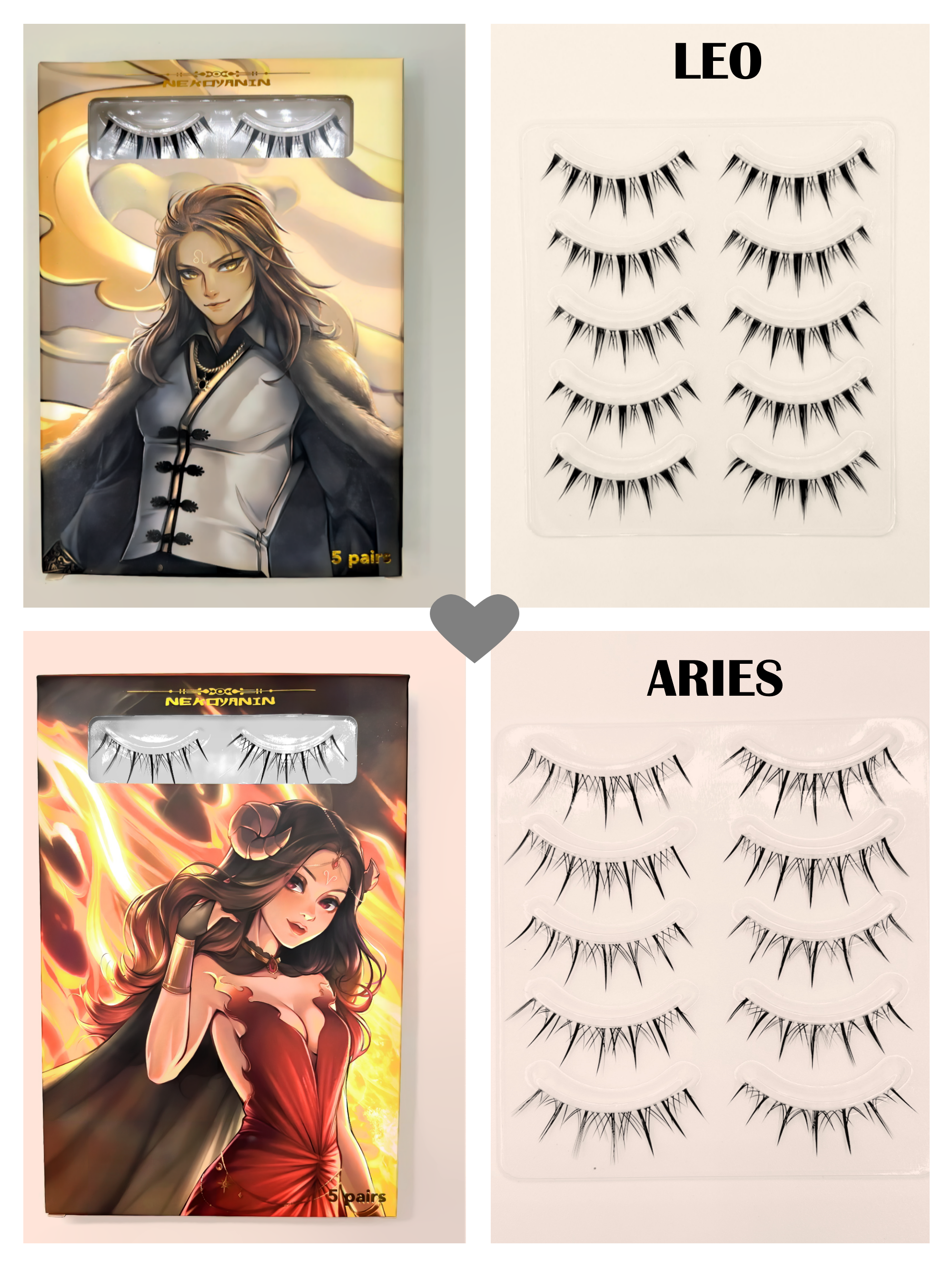 Nekoyanin Cancer Zodiac Manga Lashes featuring bold, artistic lash designs inspired by the Cancer zodiac sign.
