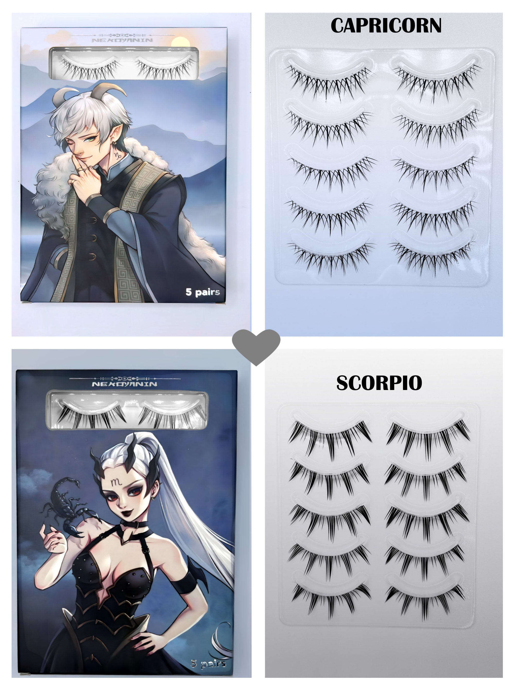 Nekoyanin 12 Zodiac Manhua Anime Lashes bundle featuring vibrant, themed eyelash designs inspired by zodiac signs and manga art.