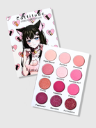 Nekoyanin Cattitude palette with vibrant eyeshadow shades in a sleek compact, featuring playful cat-themed packaging.