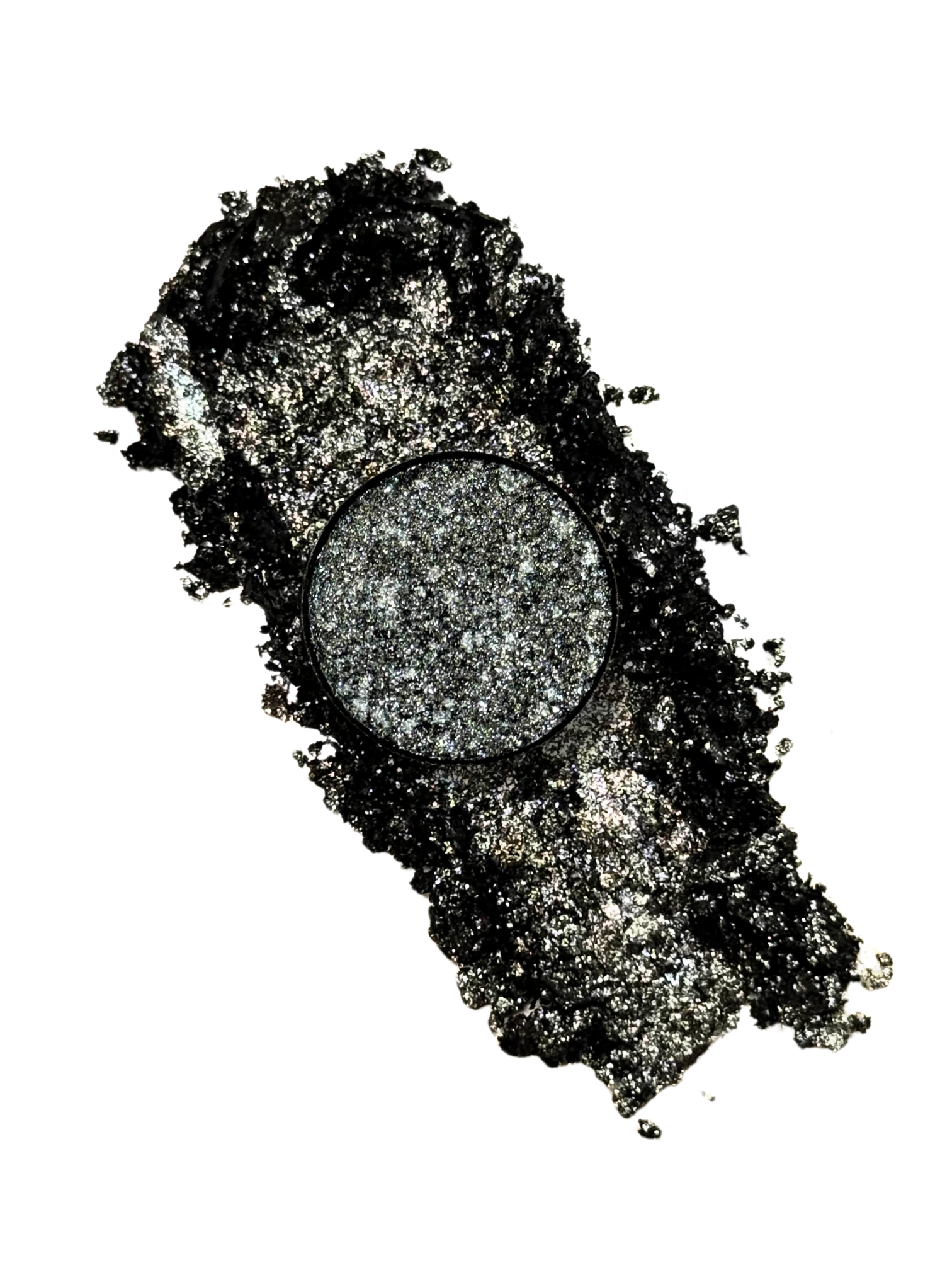 Dark Spell-pressed pigment by Nekoyanin displayed in a compact container, showcasing its deep, rich color and smooth pressed texture.