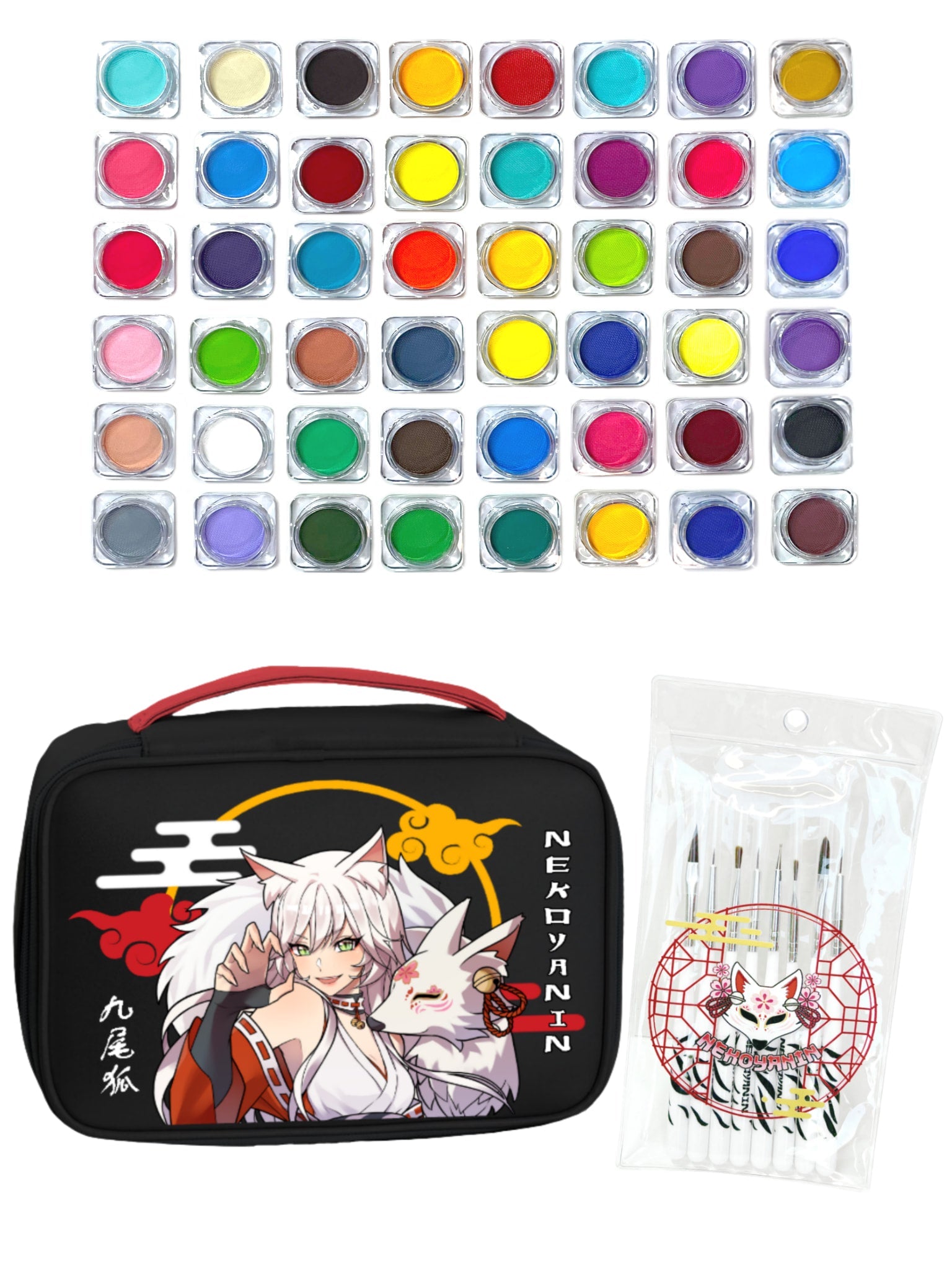 Nekoyanin Nine Tails Graphic Liner Bundle featuring bold black eyeliner with intricate nine tails design on a white background.